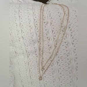 Double chain  faux gold/rhinestone necklace